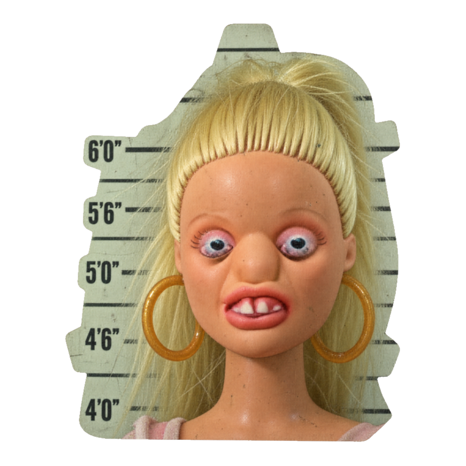 Mouthbreather Malibu Sticker — Ugly Barbie Doll Plastic Idol Fashion — White