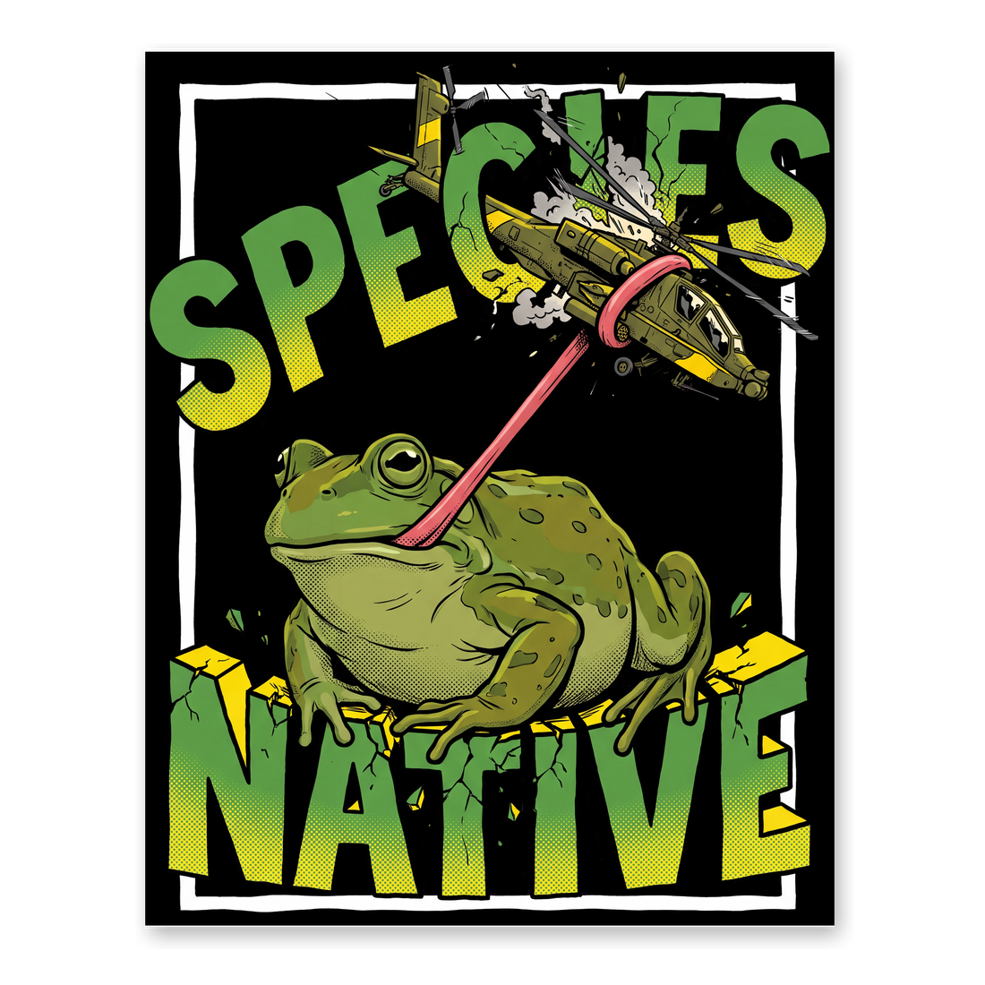 Native Species — Giant Frog vs Fighter Jet Poster