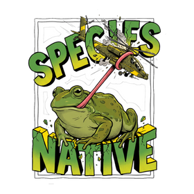 Native Species Sticker — Giant Frog Eating Fighter Jet