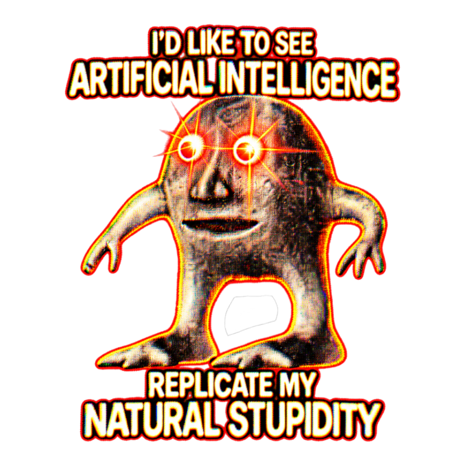 Natural Stupidity Sticker — Artificial Intelligence Meme Ai Surreal — White