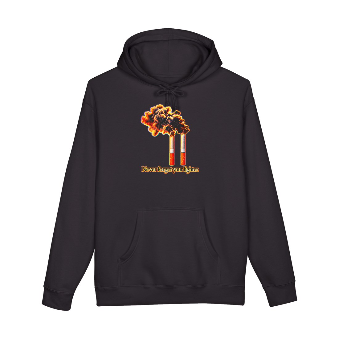 Never Forget Your Lighter Hoodie — Twin Towers Lighter Dark Humor — Black