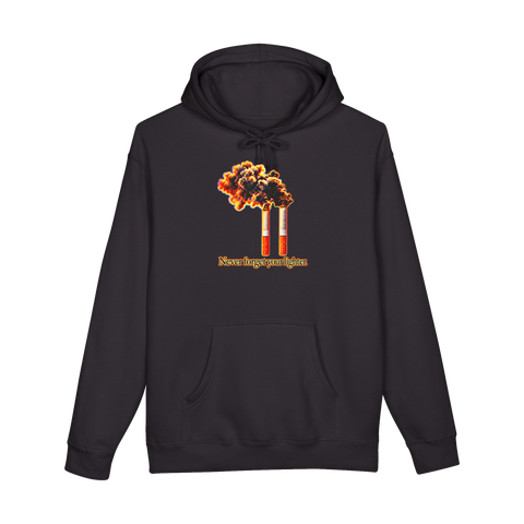 Never Forget Your Lighter Hoodie — Twin Towers Lighter Dark Humor — Black