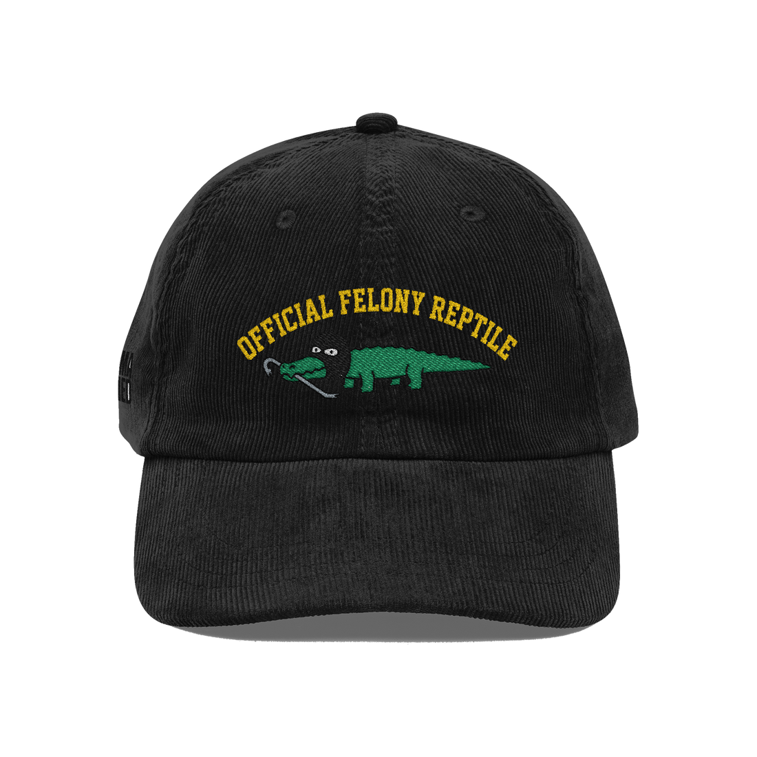 Number One Luxury Reptile Crime Hat — Funny Bootleg Gator Cap — Black