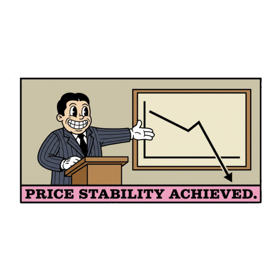 Price Stability Achieved — Funny Economics Meme Sticker