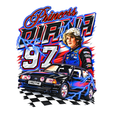 Princess Diana 97 Racing Sticker — Nascar 90S Bootleg Graphic Ford — White