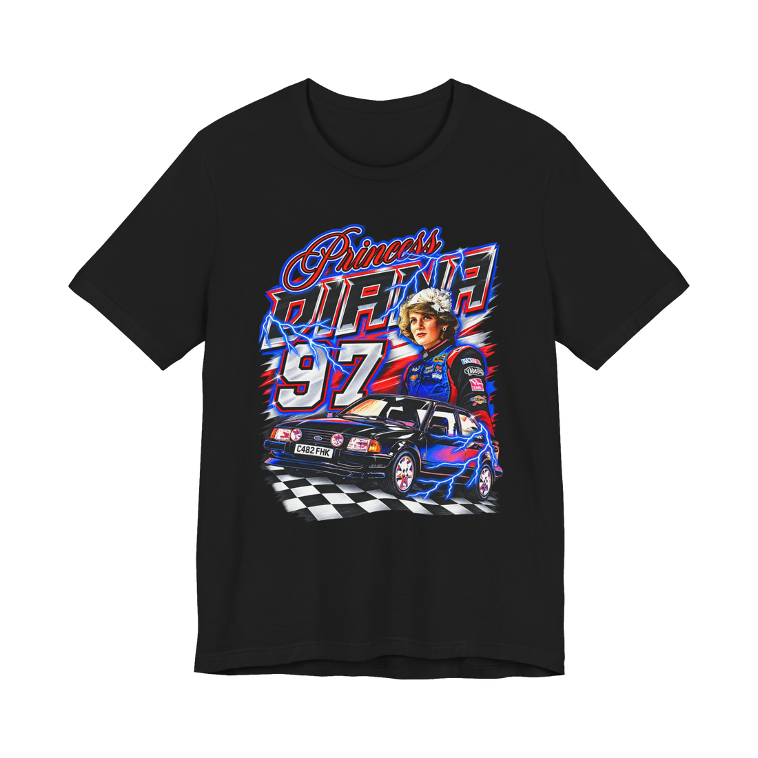 Princess Diana 97 Racing T-Shirt — Nascar 90S Bootleg Graphic Ford — Black