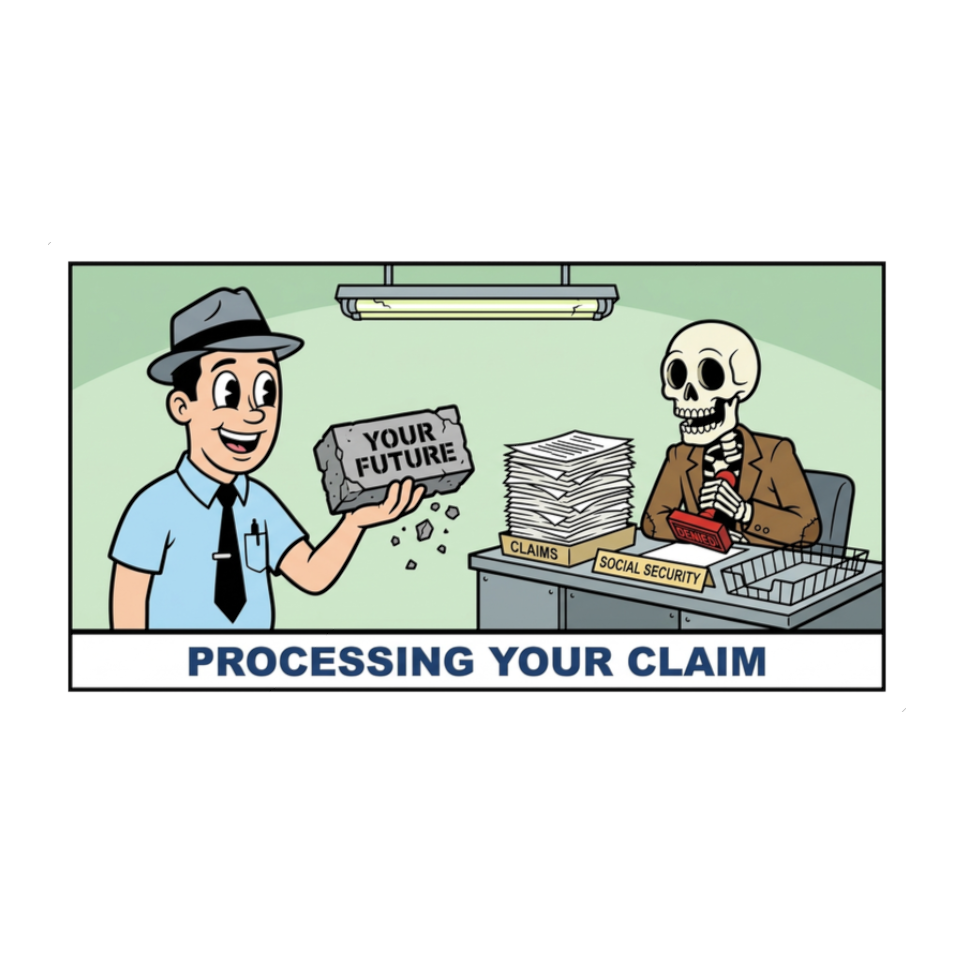 Processing Your Claim — Funny Social Security Skeleton Sticker