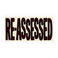 Re-Assessed Stamp Sticker — Funny Bureaucratic Decal — view 1