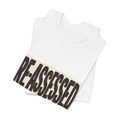 RE-ASSESSED Stamp T-Shirt — Funny Dystopian Bureaucracy Tee — view 2