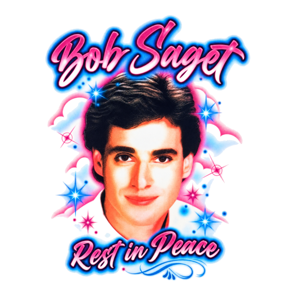 RIP Bob Saget Airbrush Sticker — Funny Airbrush Memorial — White