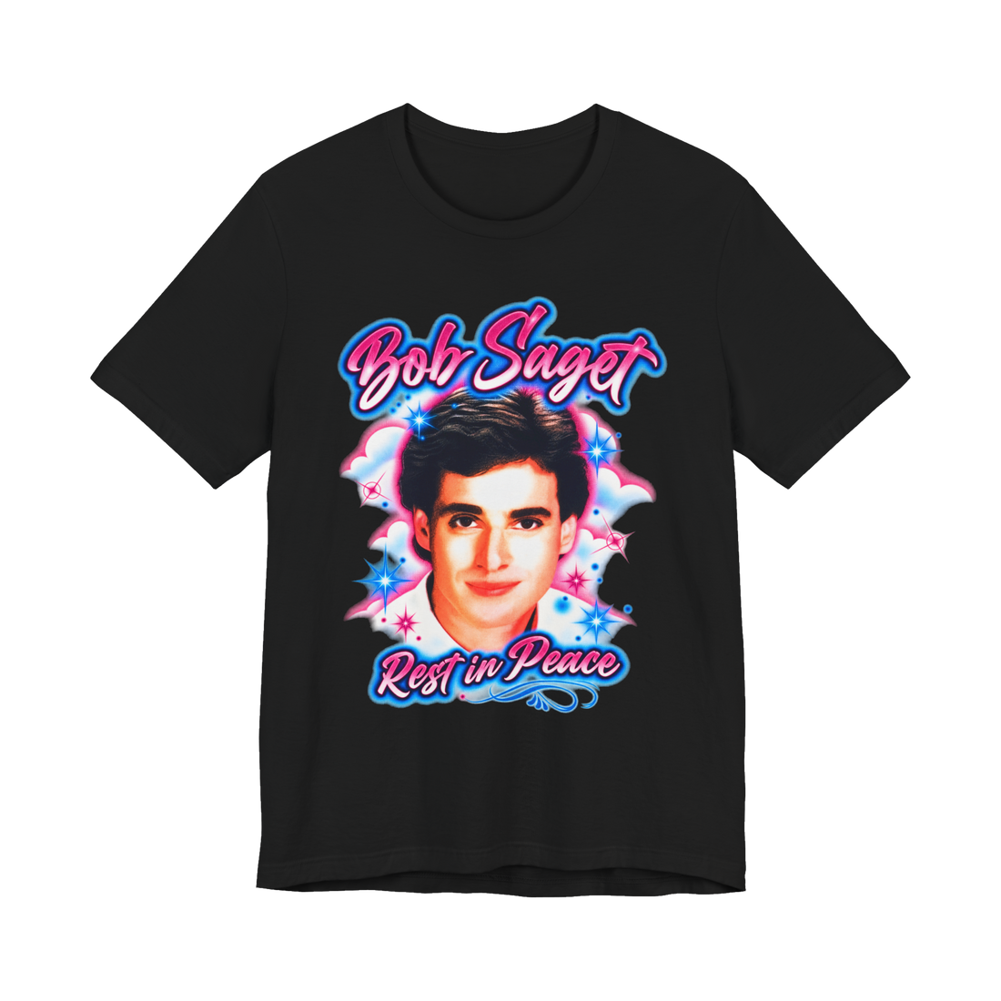 RIP Bob Saget Airbrush T-Shirt — Funny Airbrush Memorial — Black