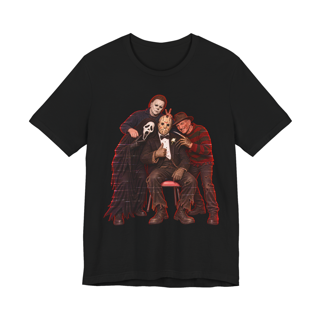 Slasher Photobooth T-Shirt — Funny Horror Movie Villains — Black