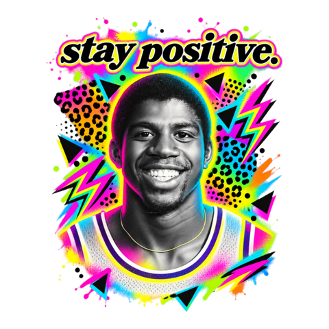 Stay Positive Magic Sticker — Funny Magic Johnson — White