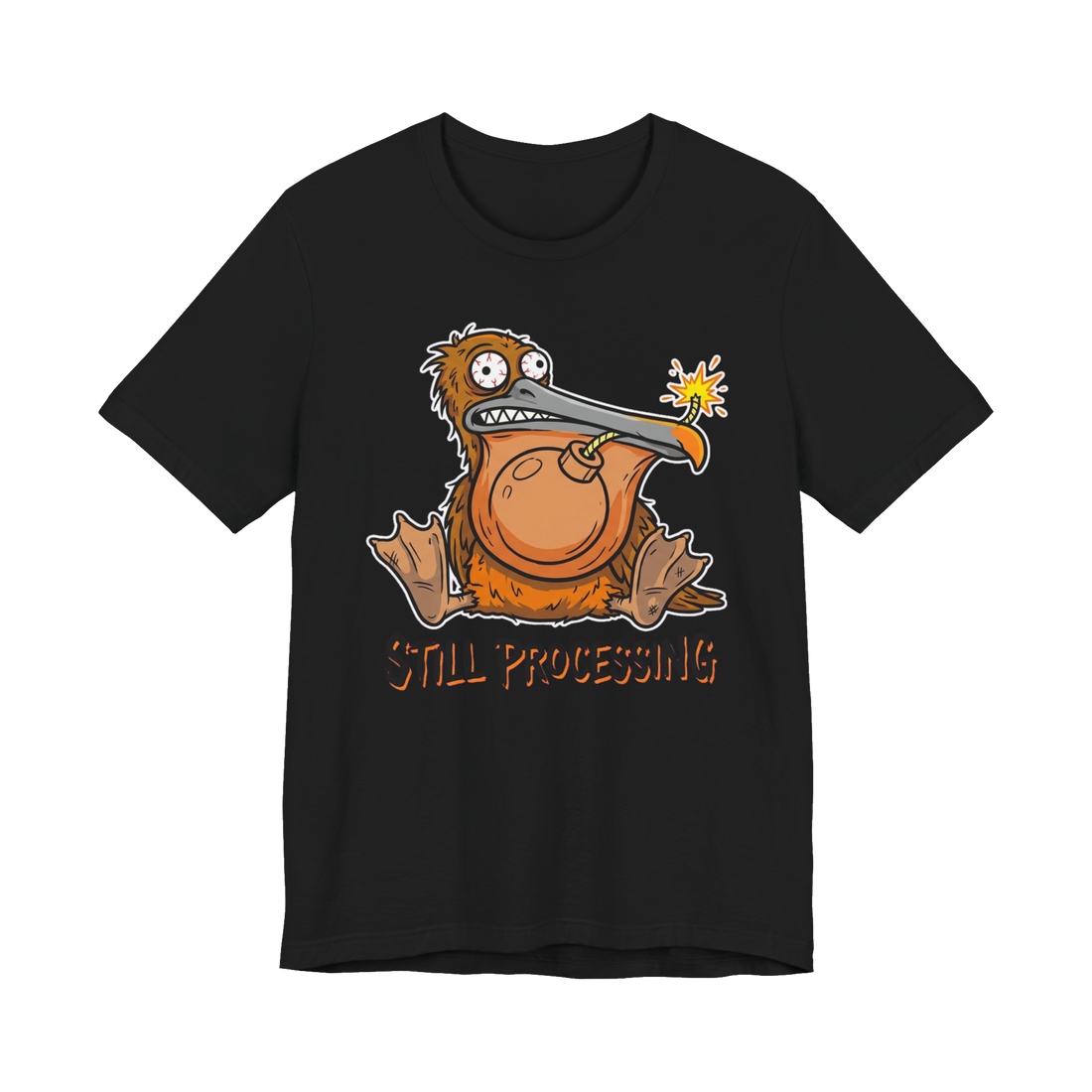 Still Processing Bomb Bird Shirt — Funny Anxiety Tee — Black