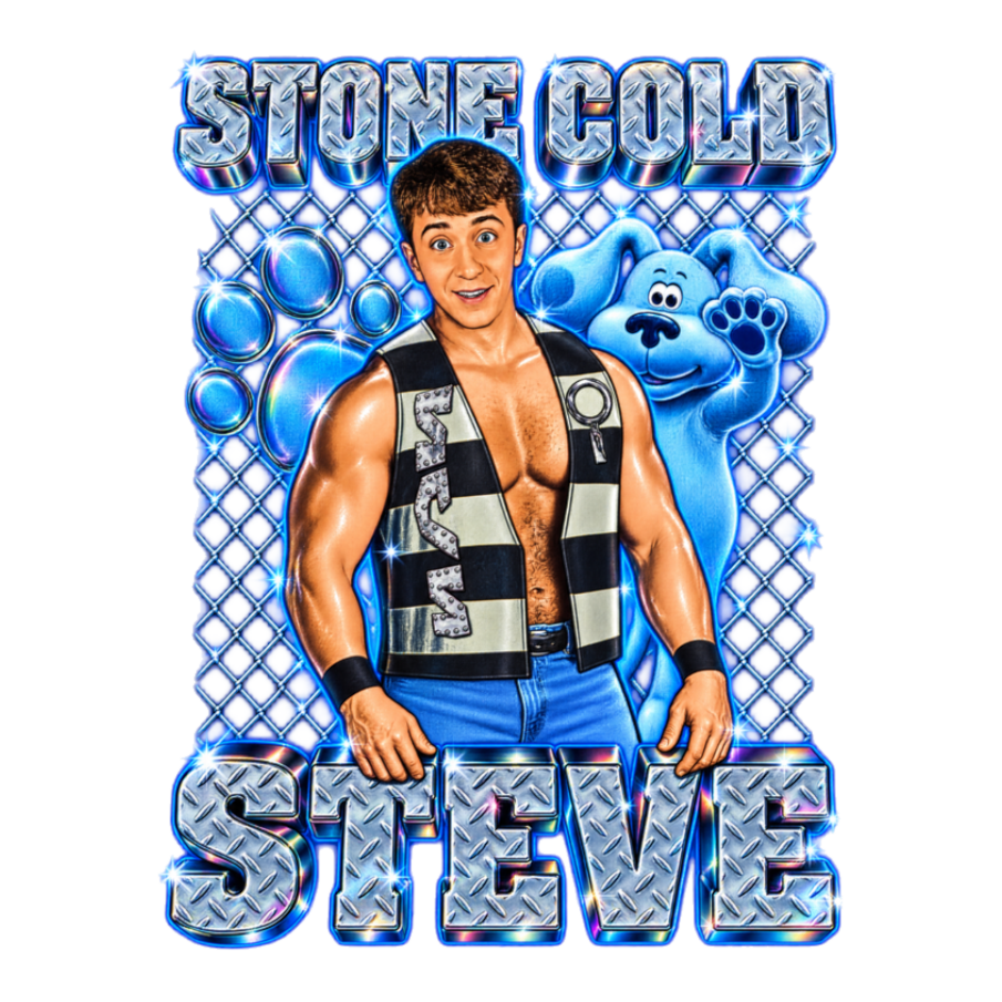 Stone Cold Steve Sticker — Blues Clues 90S Nostalgia Wrestling Bootleg — White