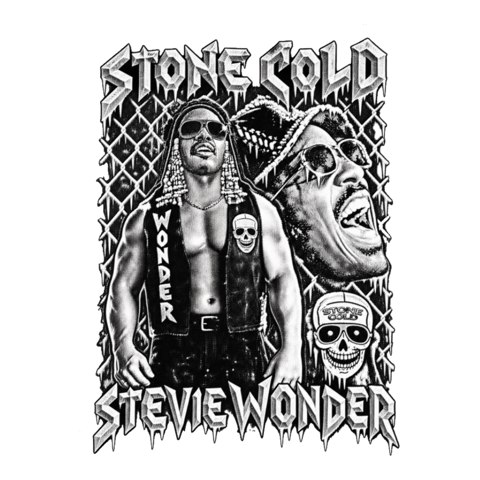 Stone Cold Stevie Wonder Sticker — Steve Austin 90S Wrestling Wwe — White
