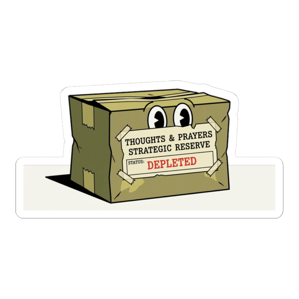 Depleted Thoughts & Prayers Strategic Reserve Sticker