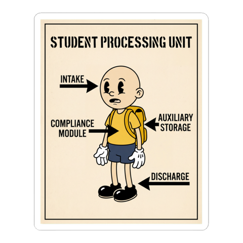 Student Processing Unit Sticker - Funny Dystopian School Decal — White