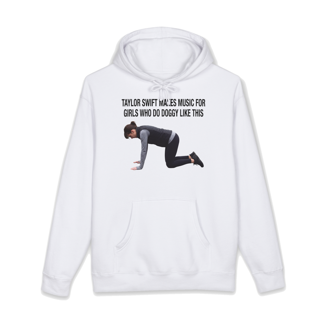 Tabletop Position Hoodie — Deadpan Pop Music Joke — White