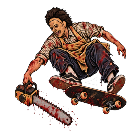 Texas Shredder Sticker — Funny Leatherface — White