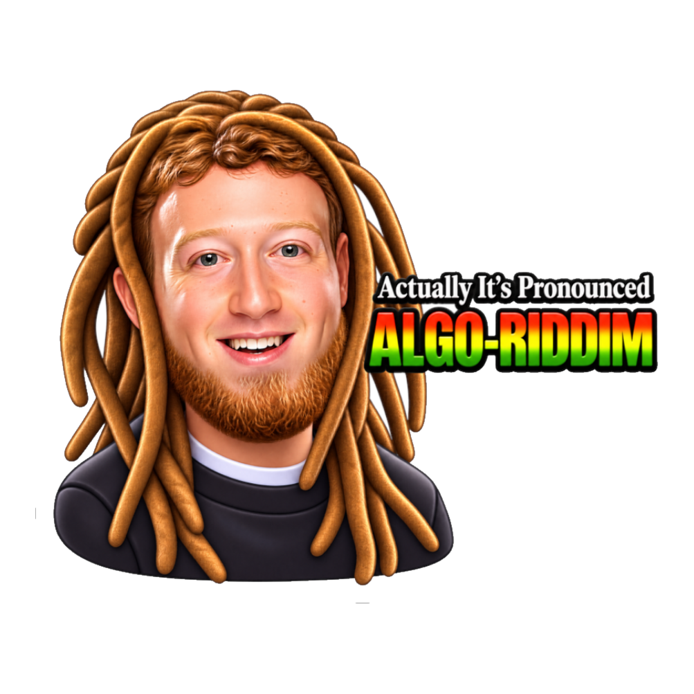 The Algo-Riddim Sticker — Funny Mark Zuckerberg — White