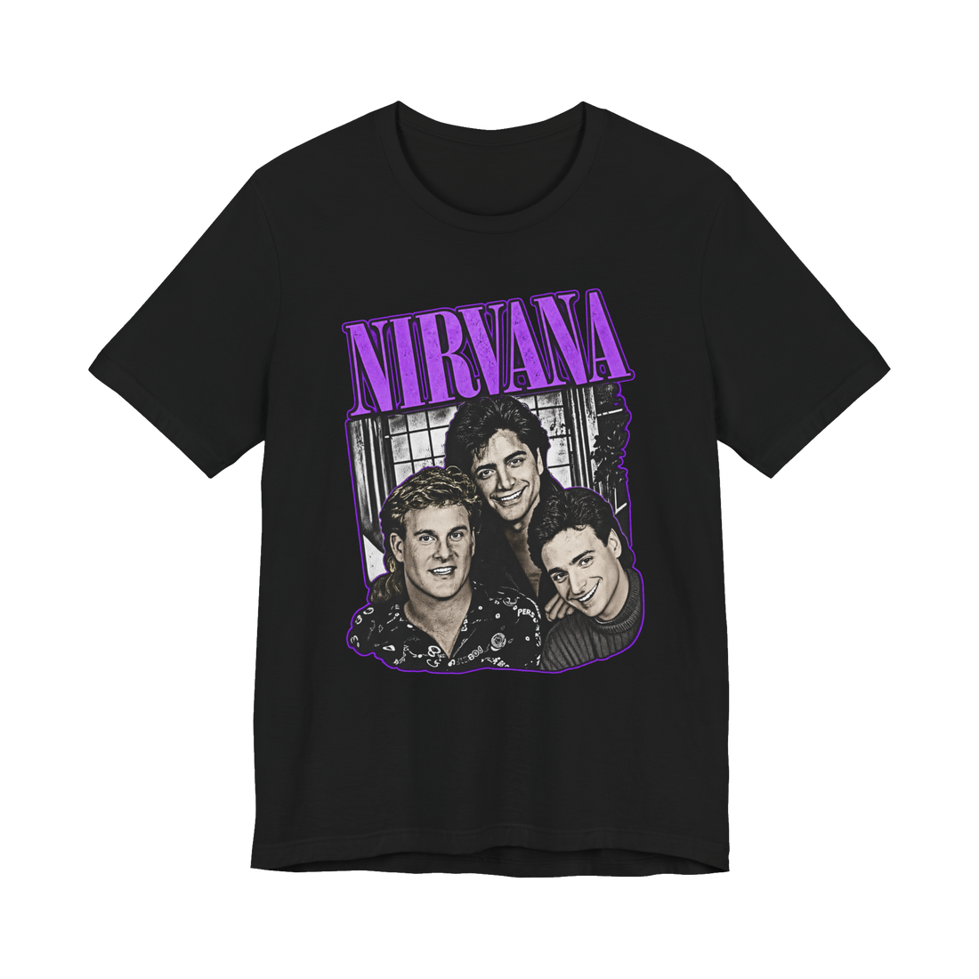 The Fathers of Grunge T-Shirt — 90s Sitcom Mashup — Black