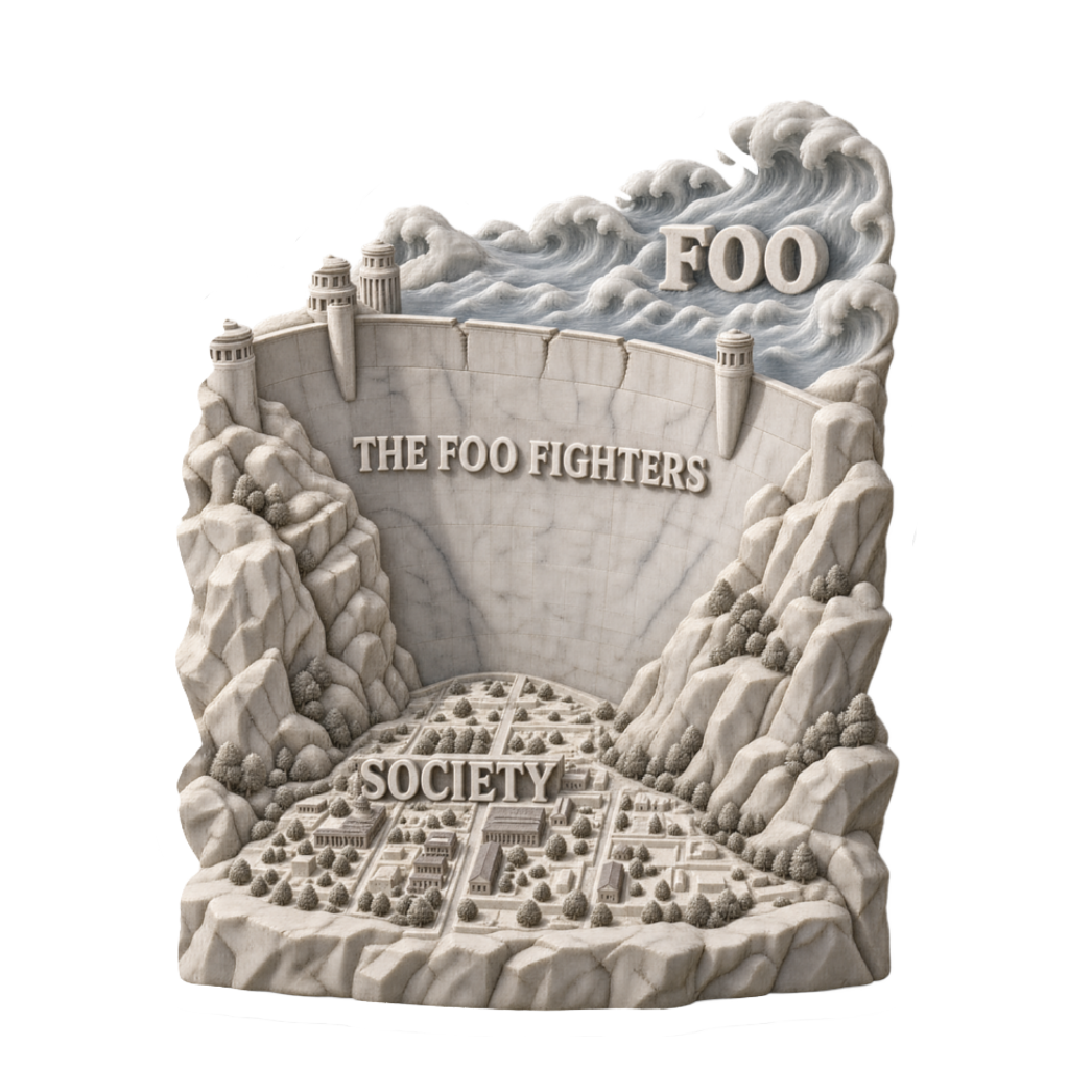 The Great Foo Dam Sticker — Funny Foo Fighters Meme — White