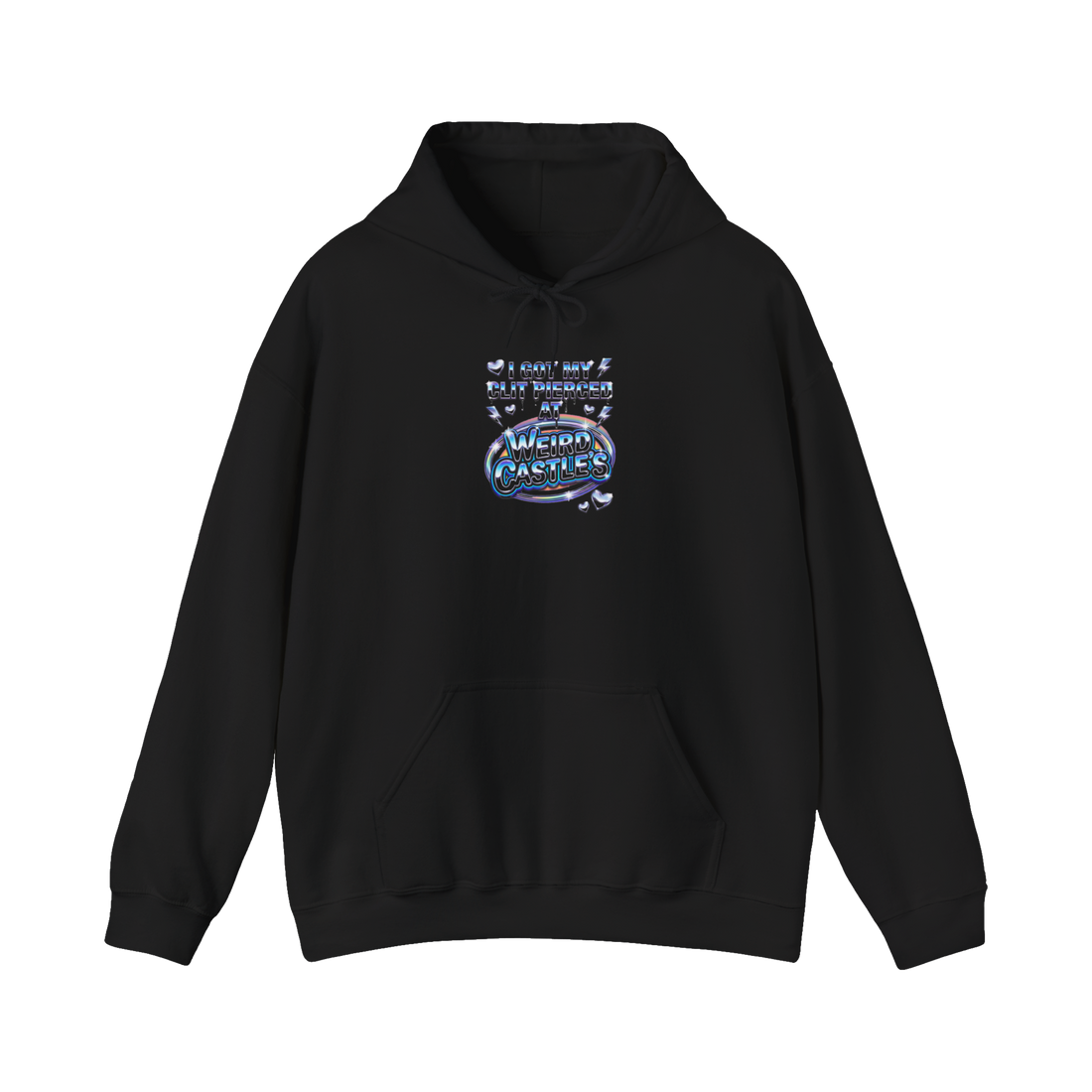 The Prince Albert Drive-Thru — Y2K Piercing Joke Hoodie — Black