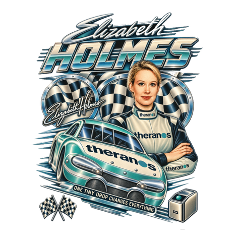 Theranos Racing Team Sticker — Elizabeth Holmes Nascar 90S Bootleg — White