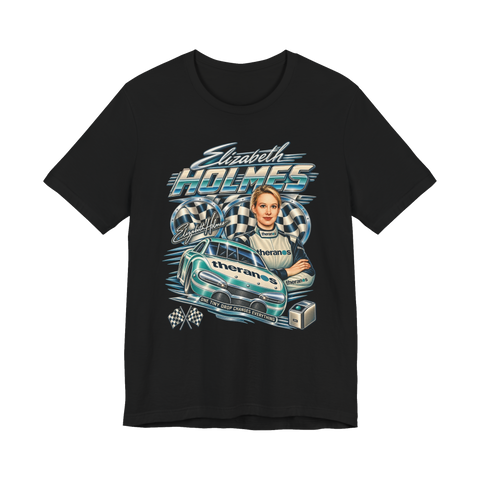 Theranos Racing Team T-Shirt — Elizabeth Holmes Nascar 90S Bootleg — Black