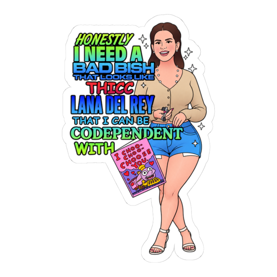 Funny WordArt meme sticker with a thick Lana and Ralph Wiggum style toxic codependency Valentine message.