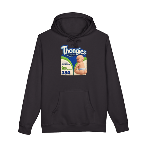 Thongies Super Mega Fierce Hoodie — Diaper Parody Cursed Parenting Bad — Black