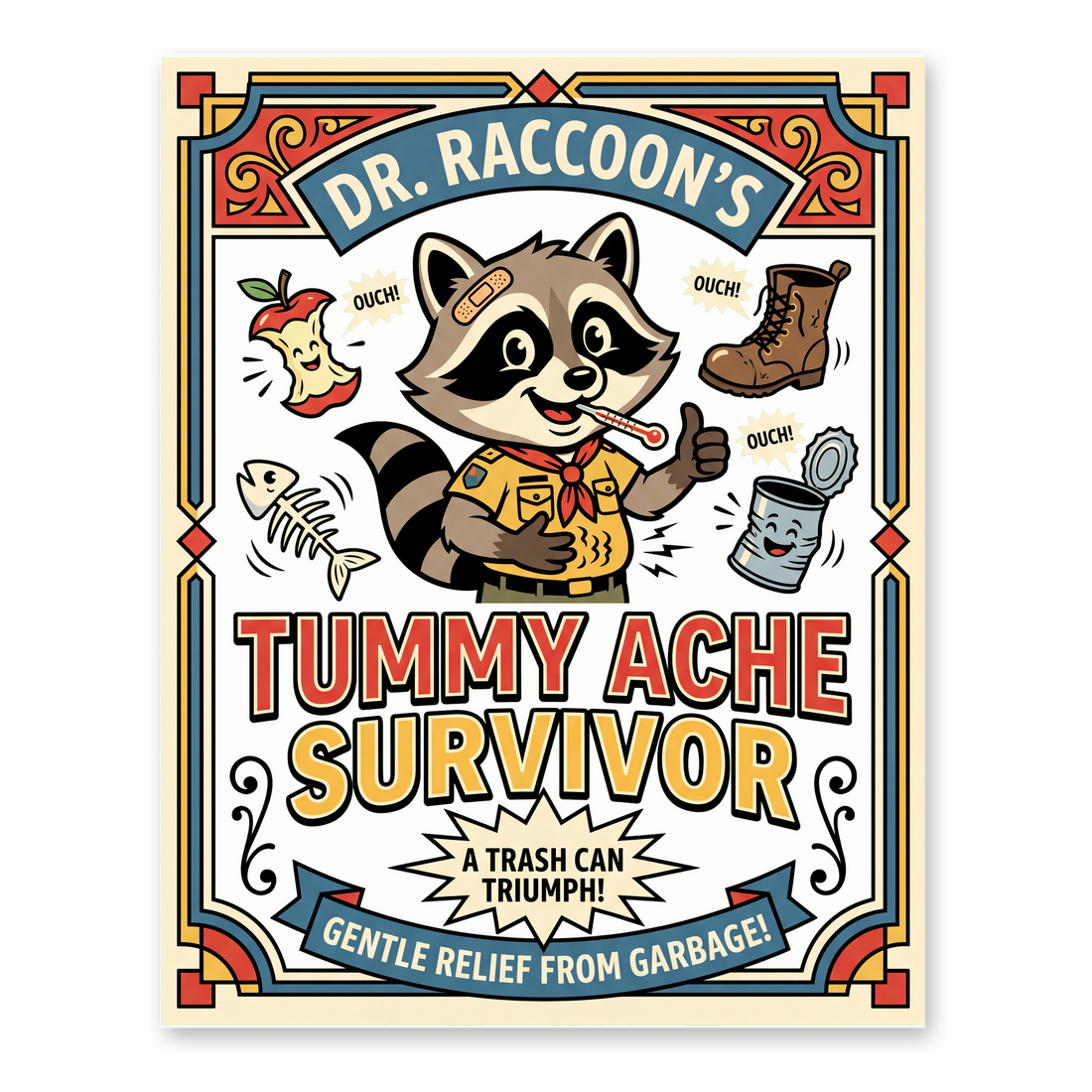 Tummy Ache Survivor Funny Meme Poster