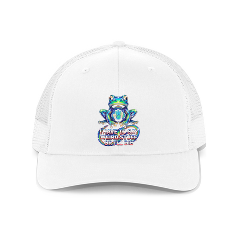 Unintelligible For My Own Safety Hat — Funny Frog Cap — White