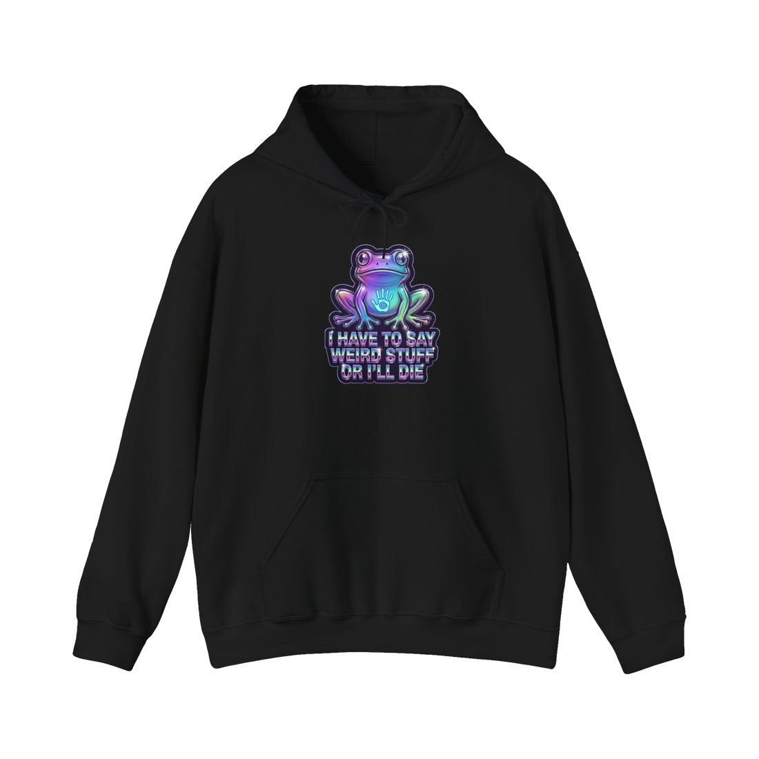 Unintelligible For My Own Safety Hoodie — Psychedelic Frog Weird Stuff — Black