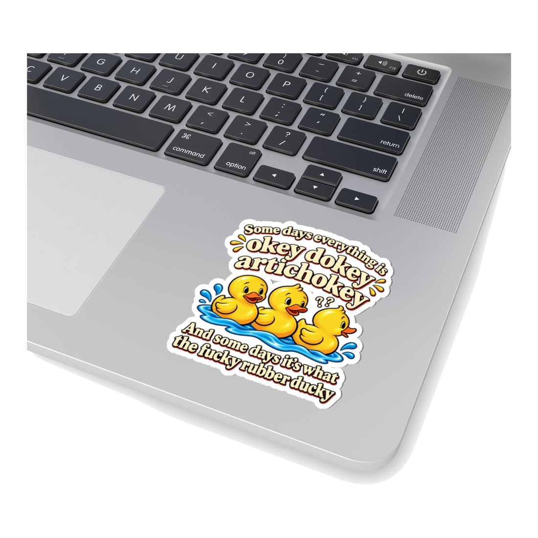 What The Ducky Sticker — Funny Cursed Rubber Duck — White