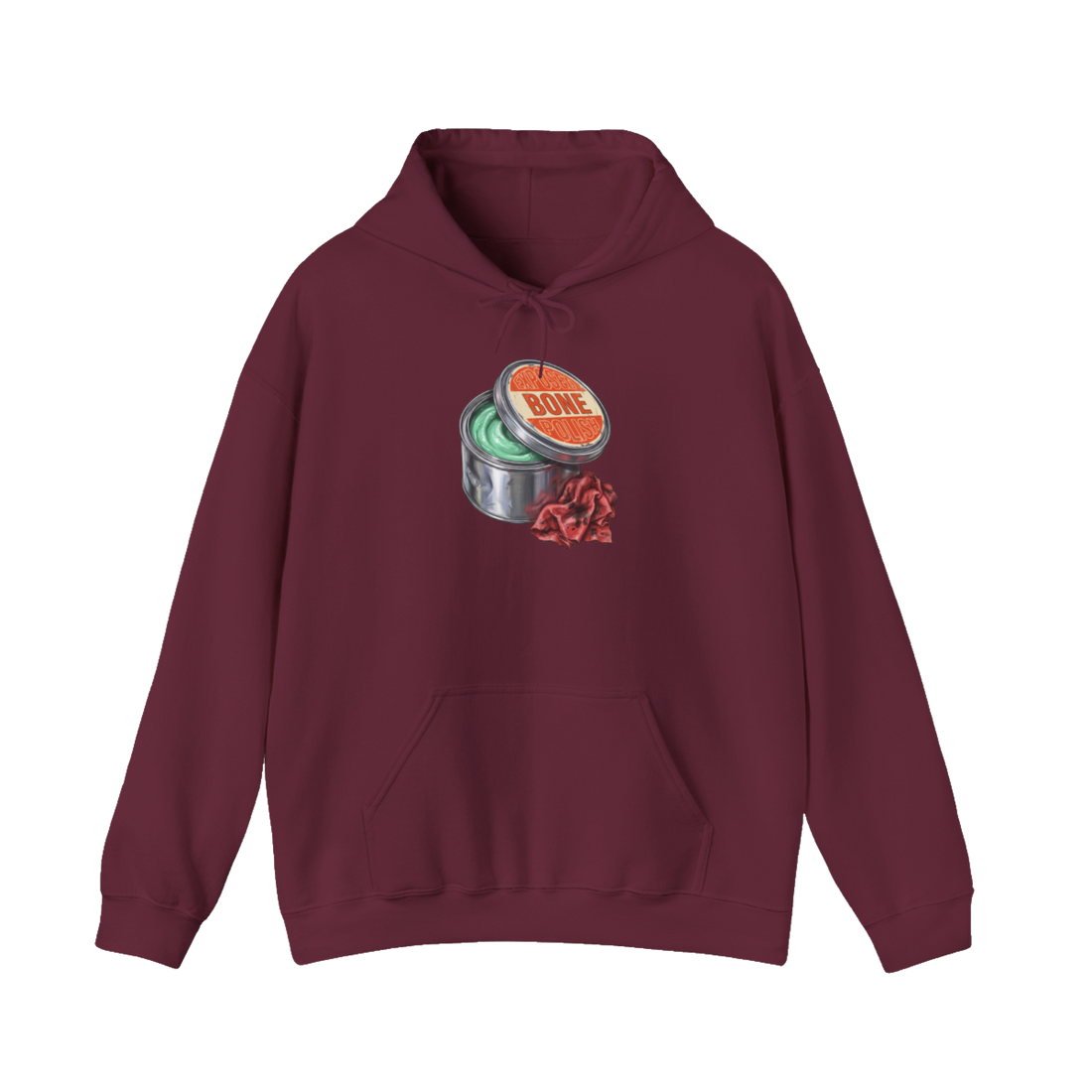 Exposed Bone Polish Hoodie — Funny Dark Humor Teeth Pullover — Maroon