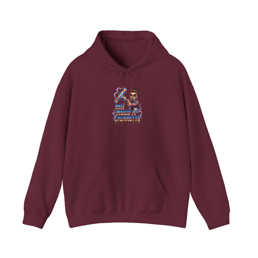 Mii Need A Cigarette — Hoodie — Maroon