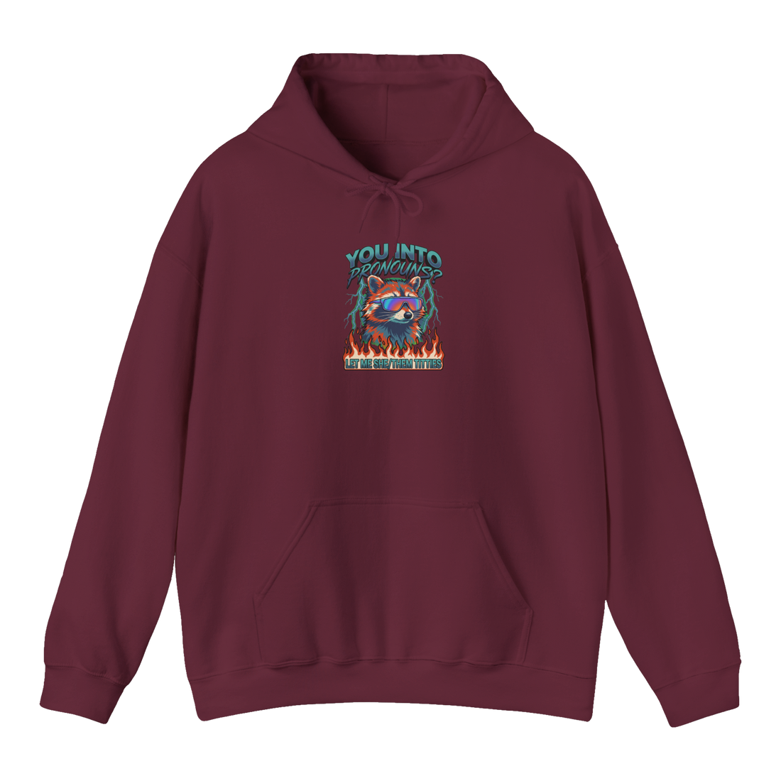 Can I She/Them Hoodie — Funny Pronoun Meme — Maroon