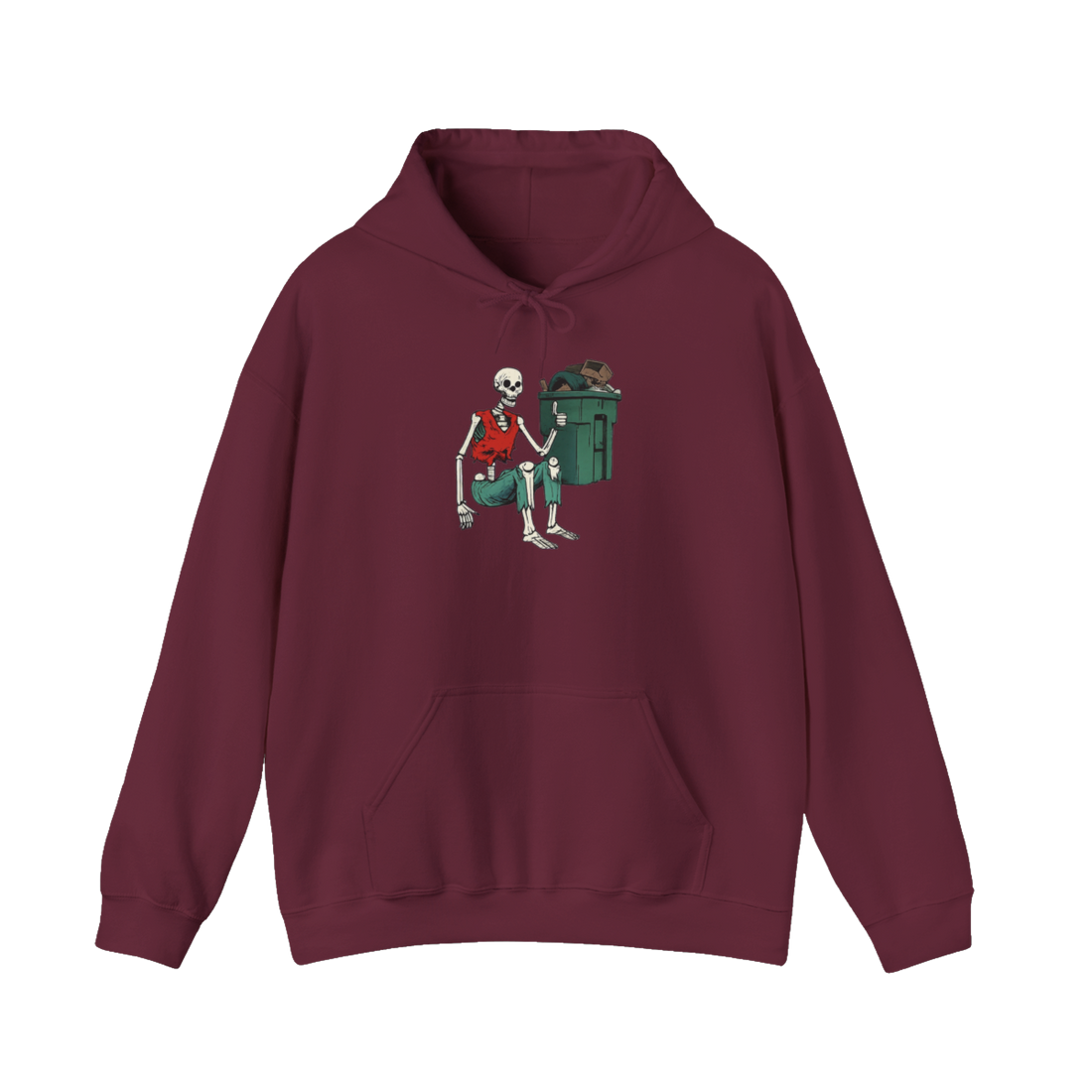 Ready For Curbside Pickup Hoodie — Funny Nihilist Skeleton — Maroon