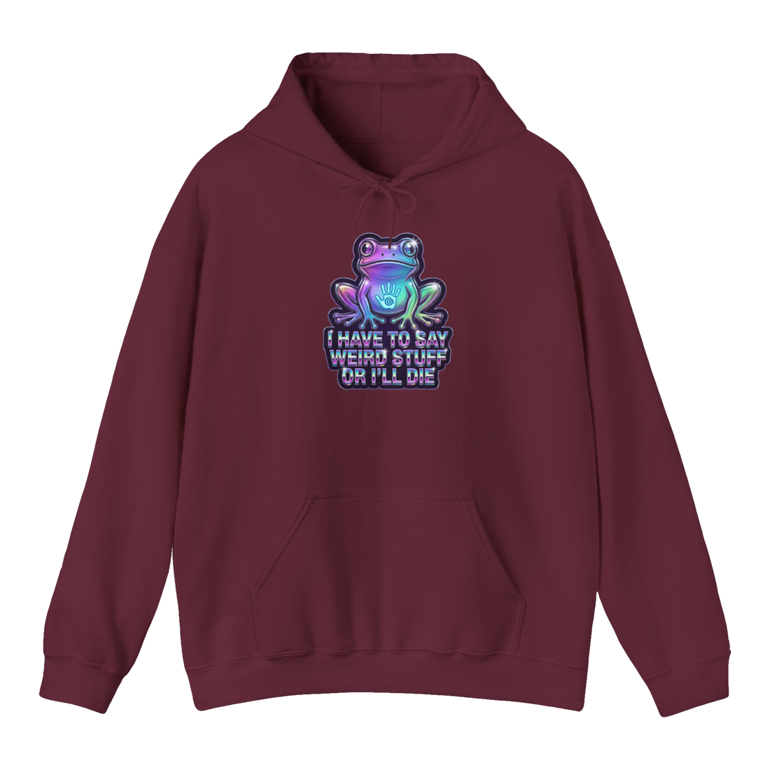 Unintelligible For My Own Safety — Surreal Frog Hoodie — Maroon