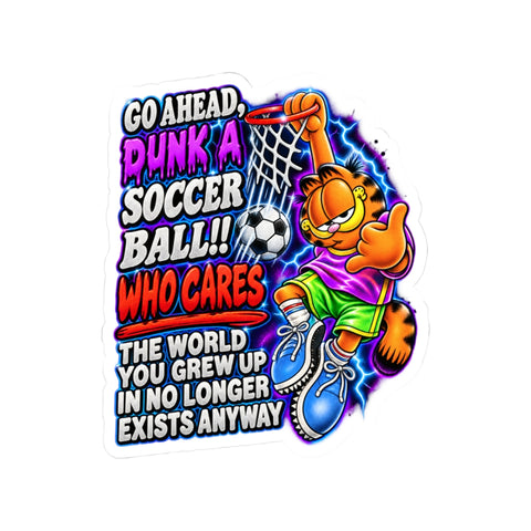 Nihilist Cat Soccer Dunk Sticker — Garfield Nihilism Existential Dread