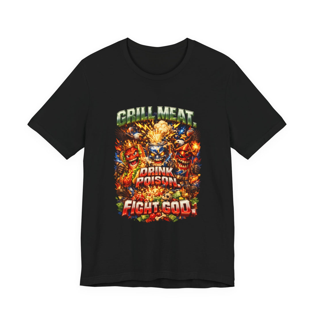 Let's All Go To The Lobby And Fight God T-Shirt — Funny Bbq Hot Dog