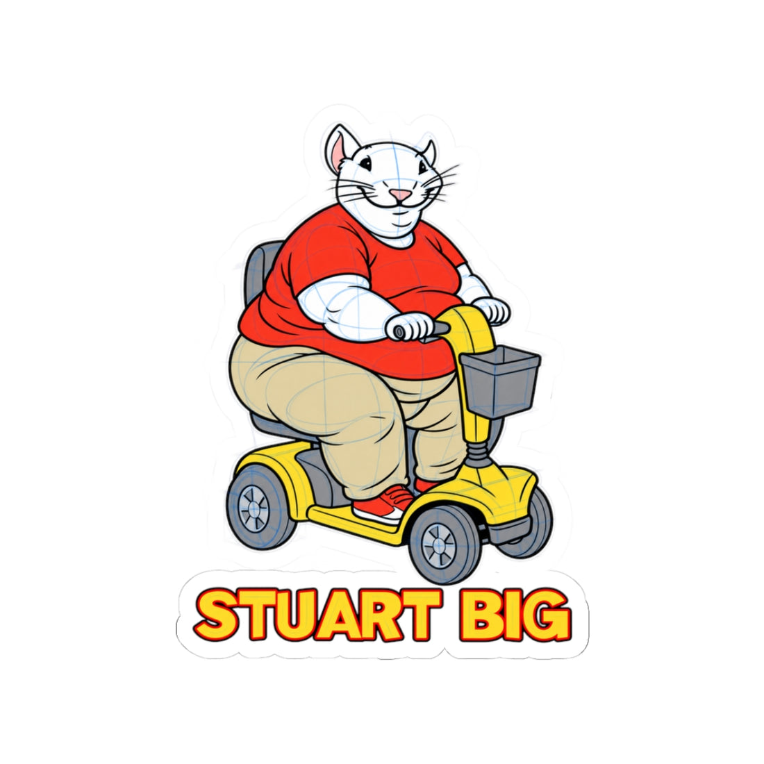 Stuart Big Sticker — Little Mobility Scooter Obese Mouse Parody Rascal