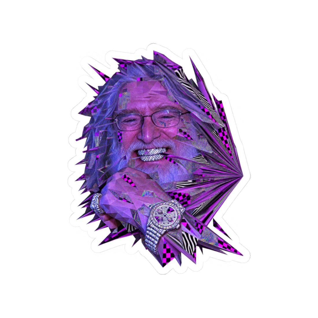Iced Out Gaben Sticker — Gabe Newell Steam Pc Gaming Glitch Art