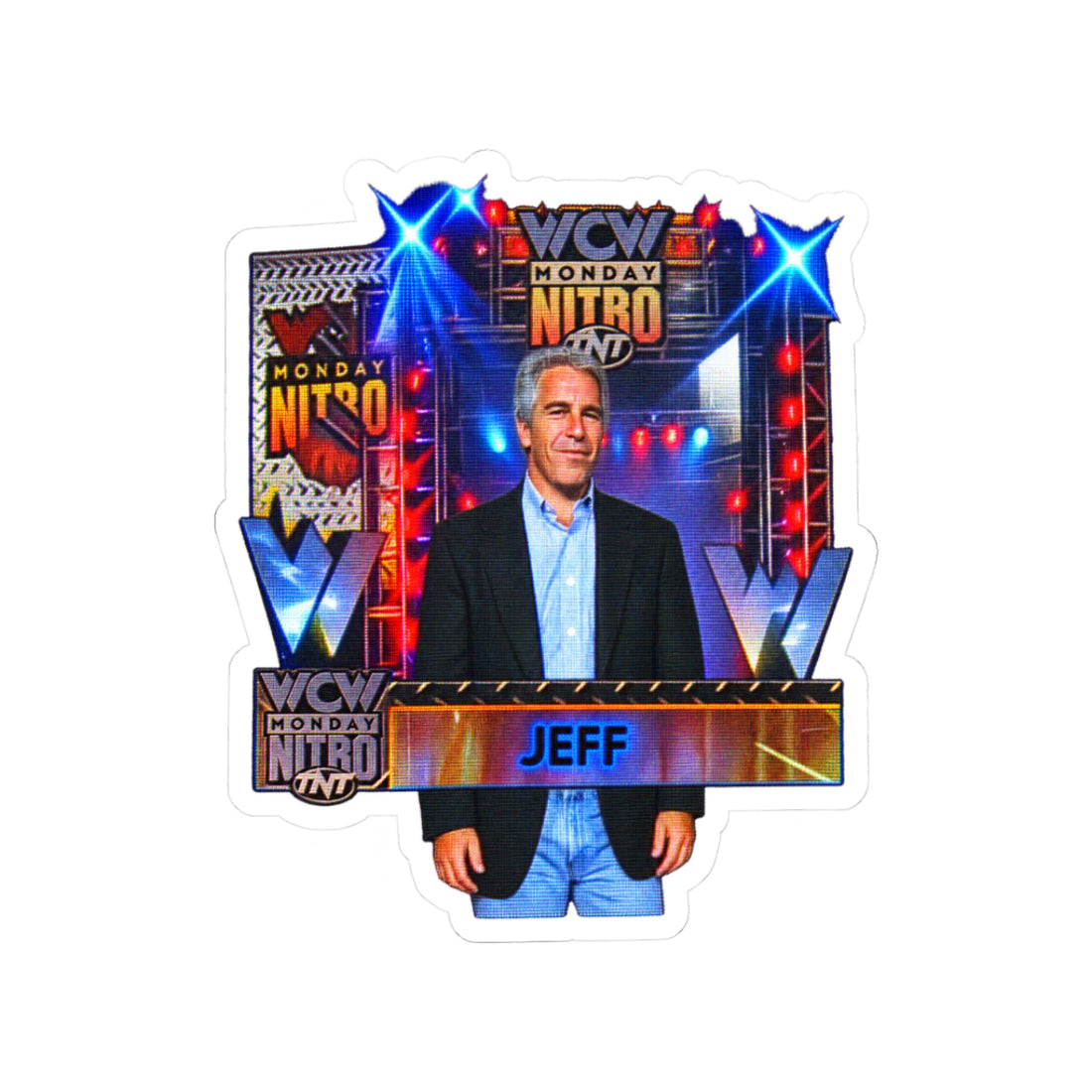 Monday Nitro Jeff Sticker — Jeffrey Epstein WCW Pro Wrestling 90S Dark