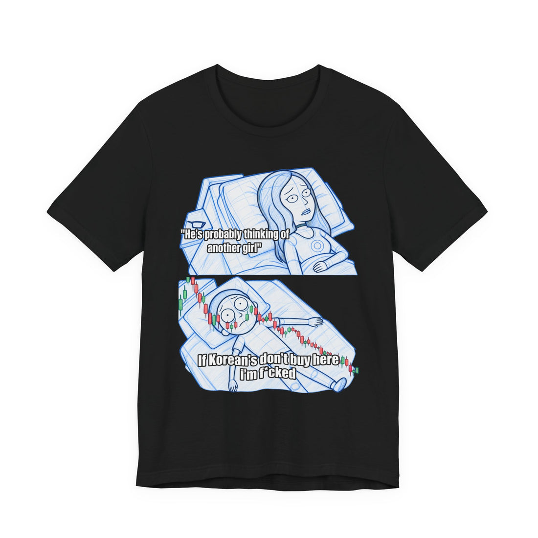 He's Thinking About Shitcoins T-Shirt — Funny Crypto Market Meme