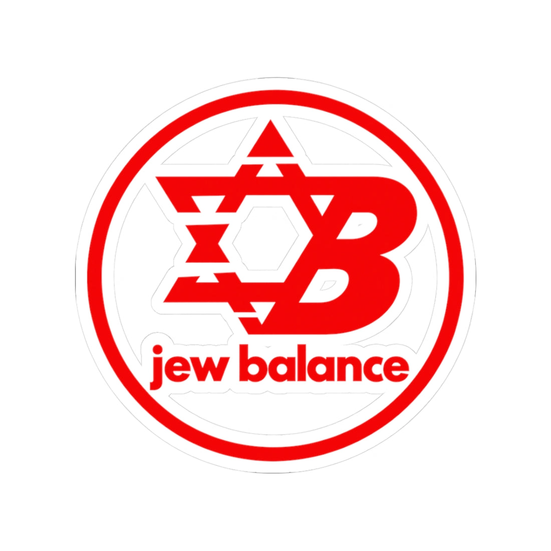 Parody New Balance logo featuring a Star of David and the text Jew Balance.
