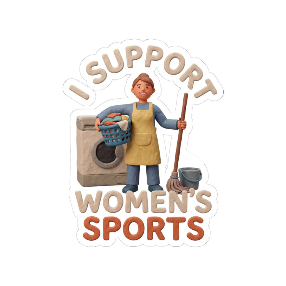 A funny sticker reading Unpaid Domestic Decathlon, celebrating the unrewarded endurance sport of daily household chores.