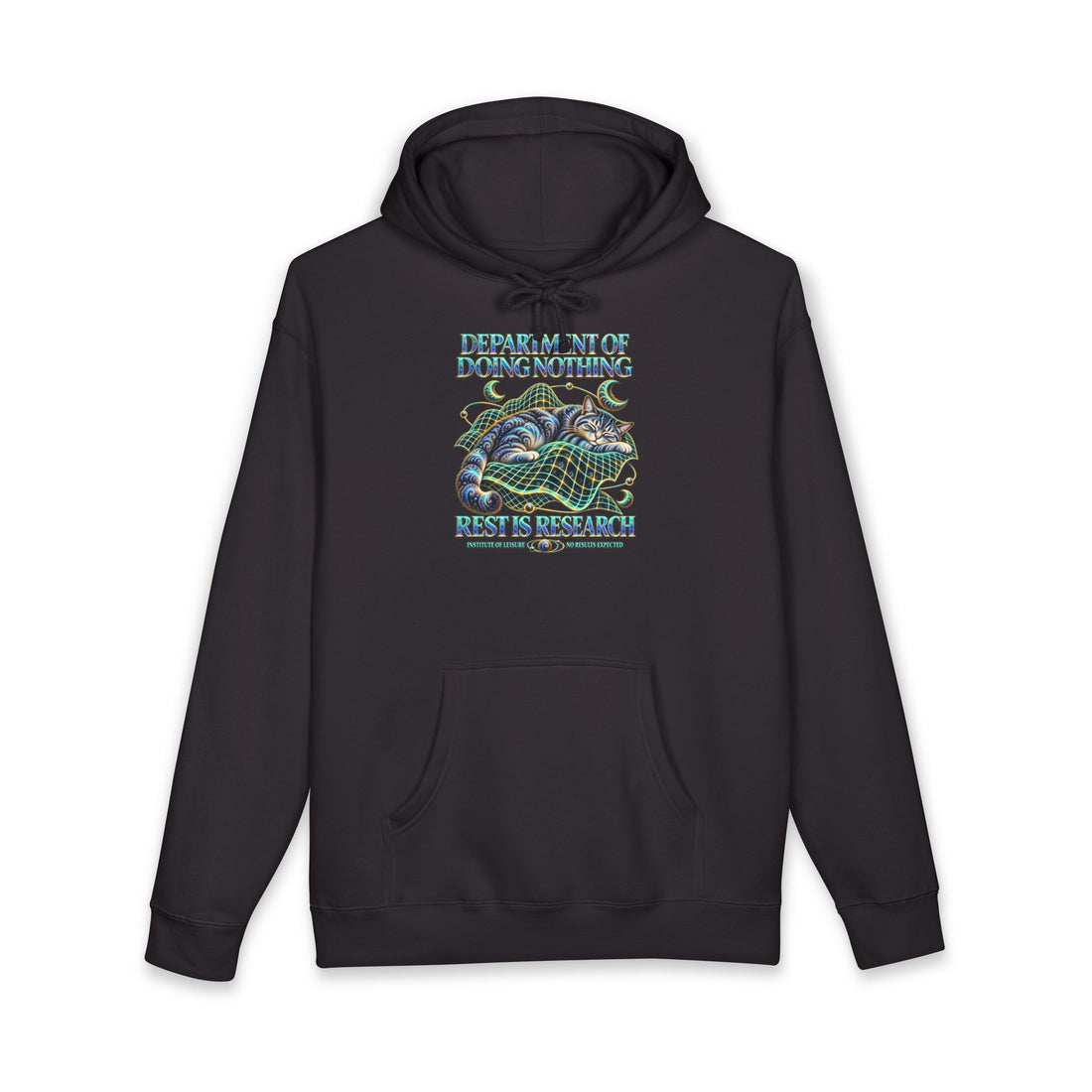 Rest Is Research Hoodie — Department of Doing Nothing Cat Nap Space